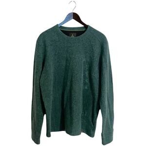 Prana Owen Green Crew Neck Long Sleeve Wool Blend Pullover Sweater